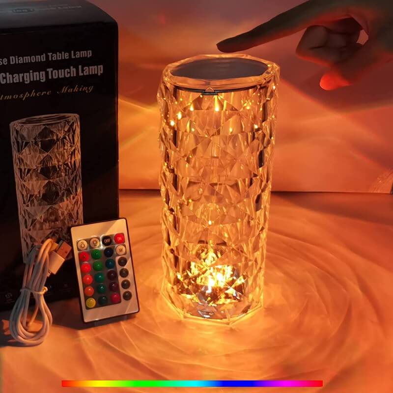 Diamond Rose Crystal Lamp 16 Colours Changing With Touch & Remote | USB Rechargeable