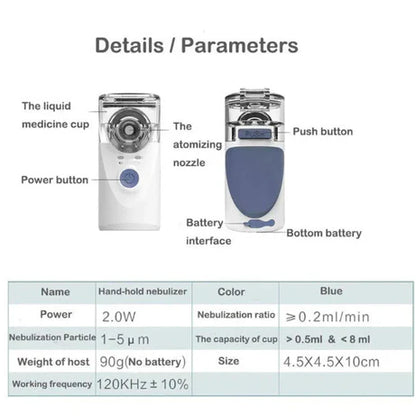 Imported Portable & Rechargeable Inhaler Nebulizer For Kids And Adults