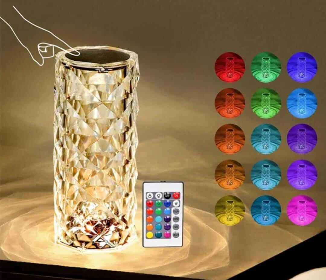 Diamond Rose Crystal Lamp 16 Colours Changing With Touch & Remote | USB Rechargeable