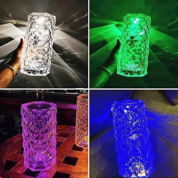 Diamond Rose Crystal Lamp 16 Colours Changing With Touch & Remote | USB Rechargeable